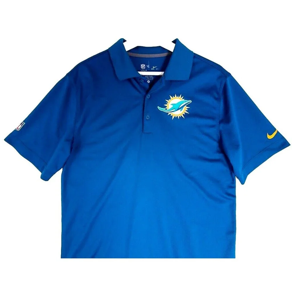 NFL Nike Dri-Fit Miami Dolphins Golf Polo Shirt Men’s M Aqua Short Sleeve